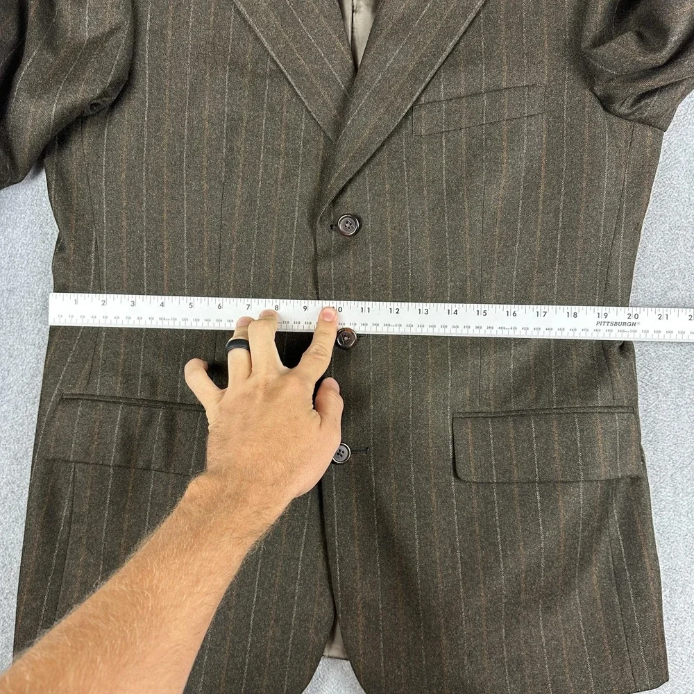 Southwick Suit Jacket Mens 42R Brown Pinstripe Wool 2 Button Notch Lapel USA